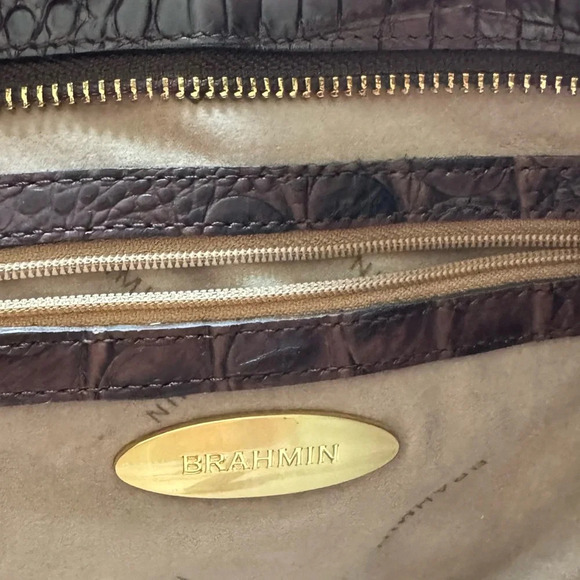 Brahmin Arianna Onyx Stanton Tote Leather Shoulder Bag brown croc embossed - Picture 4 of 15